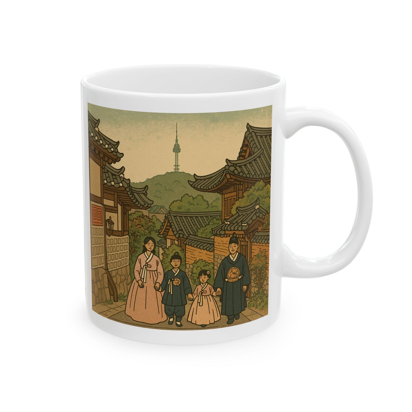 Hanbok Family in Bukchon Hanok Village Aesthetic Mug