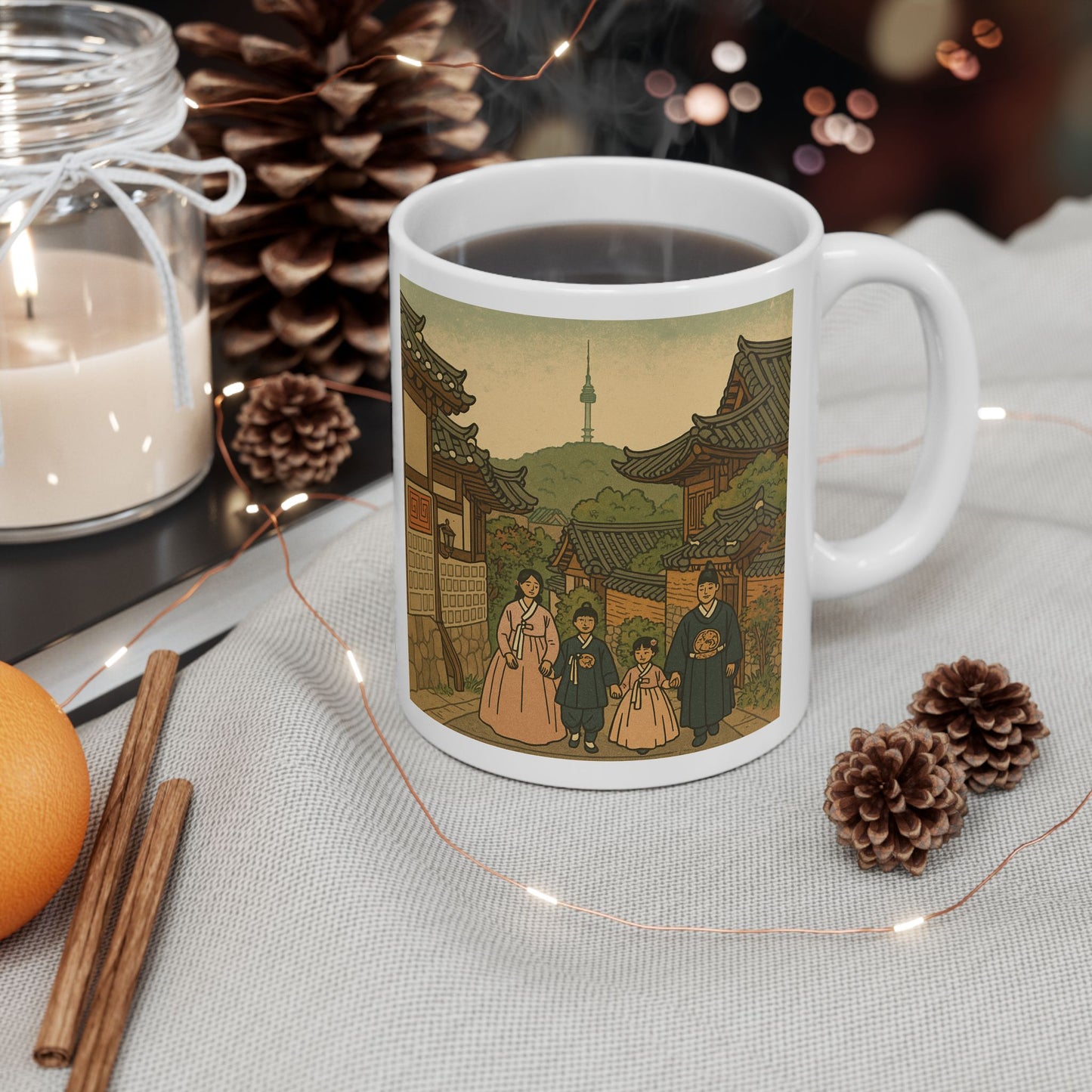 Hanbok Family in Bukchon Hanok Village Aesthetic Mug